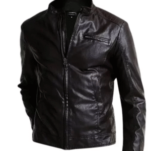 Mark Black Leather Racer Jacket