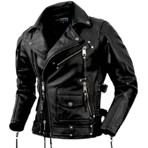 Men Cowhide Leather Motorcycle Jacket
