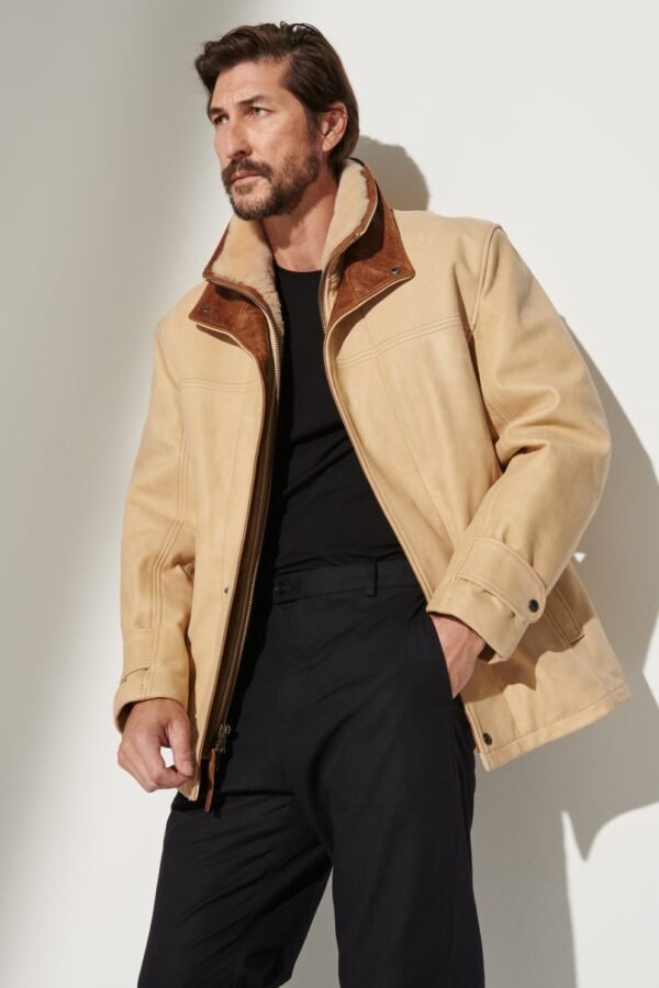Palomino Edition Leather Coat with Shearling Lining