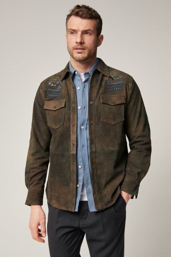Bison Peak Suede Leather Shirt Jacket