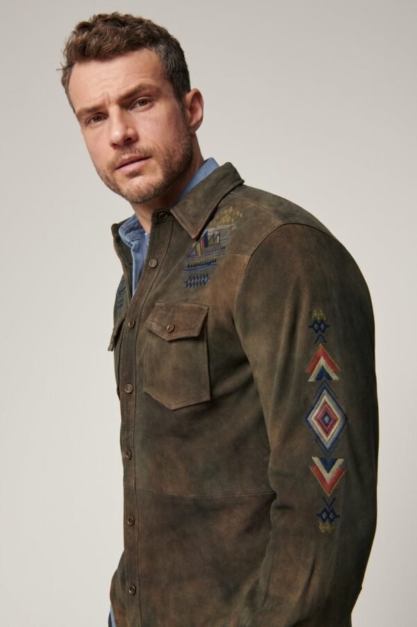 Bison Peak Suede Leather Shirt Jacket - Image 2
