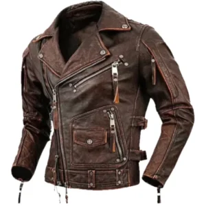 Men Genuine Cowhide Motorcycle Jacket