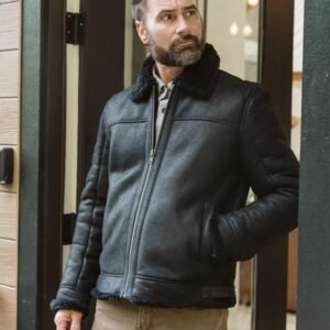 Shearling Leather Bomber Jacket