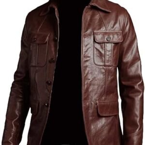 Leather Jacket Men | Shirt Collar Five Buttons Mens Leather Jacket